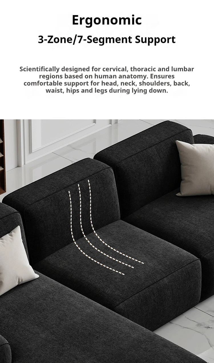 Frameless Tofu Block Sofa, Wabi-Sabi Chenille Fabric with 5-Zone Support, Heavy-Duty & High-Density Foam, Minimalist Design