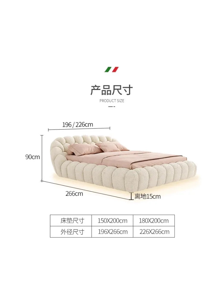 Lambswool Floating Bed Aesthetics Princess Wedding High End Quality Bed Modern Apartment Confortable Muebles Bedroom Furniture
