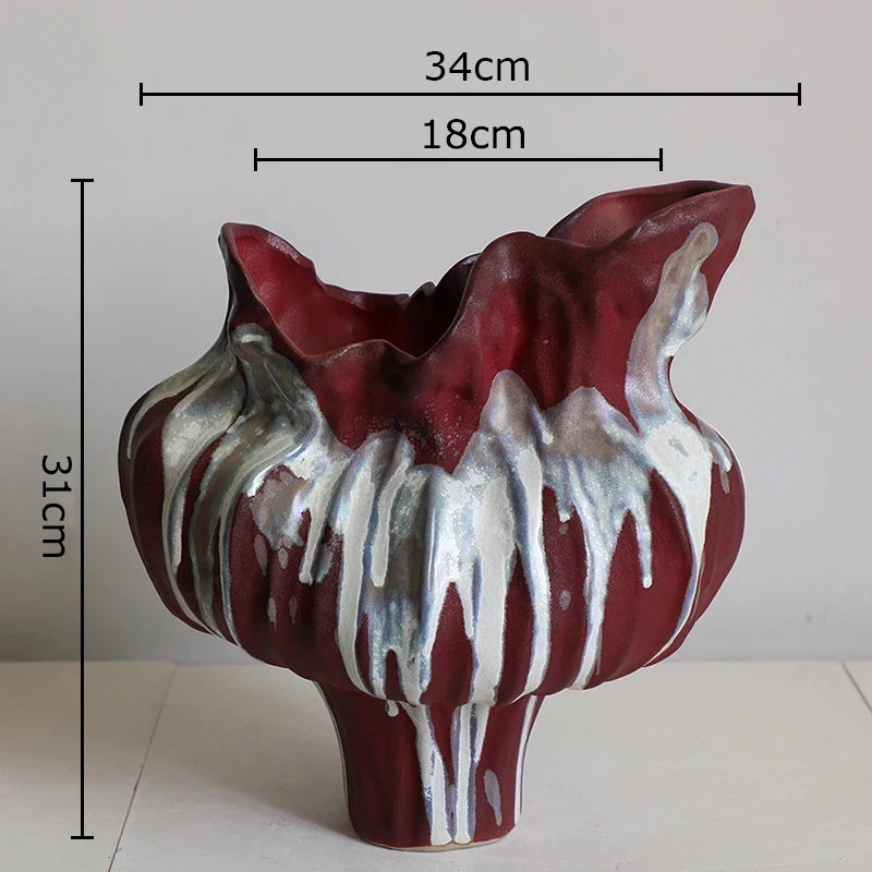 Wabi Sabi Style Painted Porcelain Vase Plant Pots Table Decoration Flowers Arrangement Floral Vases Room Aesthetic Decor