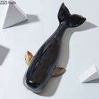Creative Whale Ceramic Sculpture Modern Crafts Porcelain Ornaments Desk Decoration Simulated Whale Statue Room Aesthetic Decor