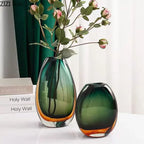 Multi-layer Painted Gradient Glass Vase Hydroponics Flower Pots Desk Decoration Artificial Floral Flowers Arrangement Vases
