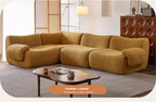 Vacuum-Compressed Modular Sofa, Wabi-Sabi Sherpa Fabric Sectional with High-Elastic Foam, Cream Mid-Century Style, Space Saving