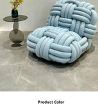 Any Size Custom Nordic Knit Lounge Chair Handwoven Chenille Fabric High Resilience Foam Comfortable Minimalist Living Room Leisu
