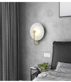Nordic Modern Designer Minimalist Marble Circular Wall Lamp Corridor Study Bedroom Bedside Led Lights Tv Background  Decor