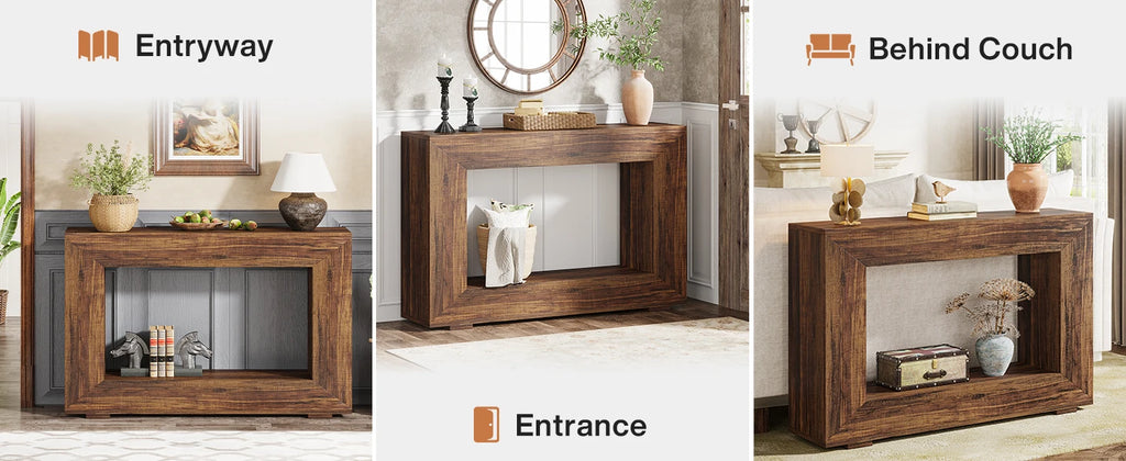 Tribesigns 47" Farmhouse Console Table with Storage, Industrial Hallway Sofa Table for Entryway, Living Room