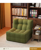 Retro Waffle Texture Chaise Lounge, Chenille Compression Sofa Single Seater, High Resilience & Durable, Modern Luxury Design