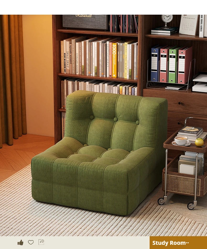 Retro Waffle Texture Chaise Lounge, Chenille Compression Sofa Single Seater, High Resilience & Durable, Modern Luxury Design