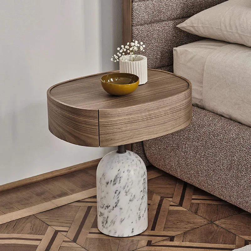 Any Size Custom Italian Minimalist Nightstand Pine Wood Marble Bedside Cabinet Eco Friendly Scratch Resistant Modern Home Storag