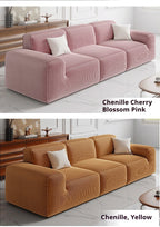 Frameless Tofu Block Sofa, Wabi-Sabi Chenille Fabric with 5-Zone Support, Heavy-Duty & High-Density Foam, Minimalist Design