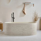 Any Size Custom Japanese Wabi Sabi Cultured Stone Bathtub Artistic Freestanding Soaking Tub Heat Retention Easy Clean Body Conto
