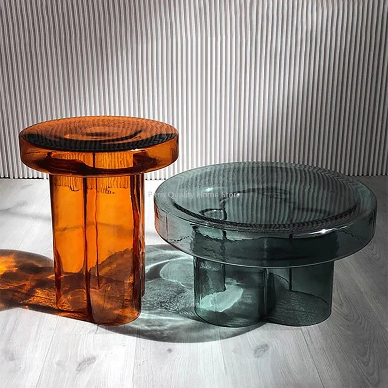 Nordic Light Luxury Glass Coffee Table Creative Petal Shape Living Room Combination Coffee Table Modern Creative Furniture