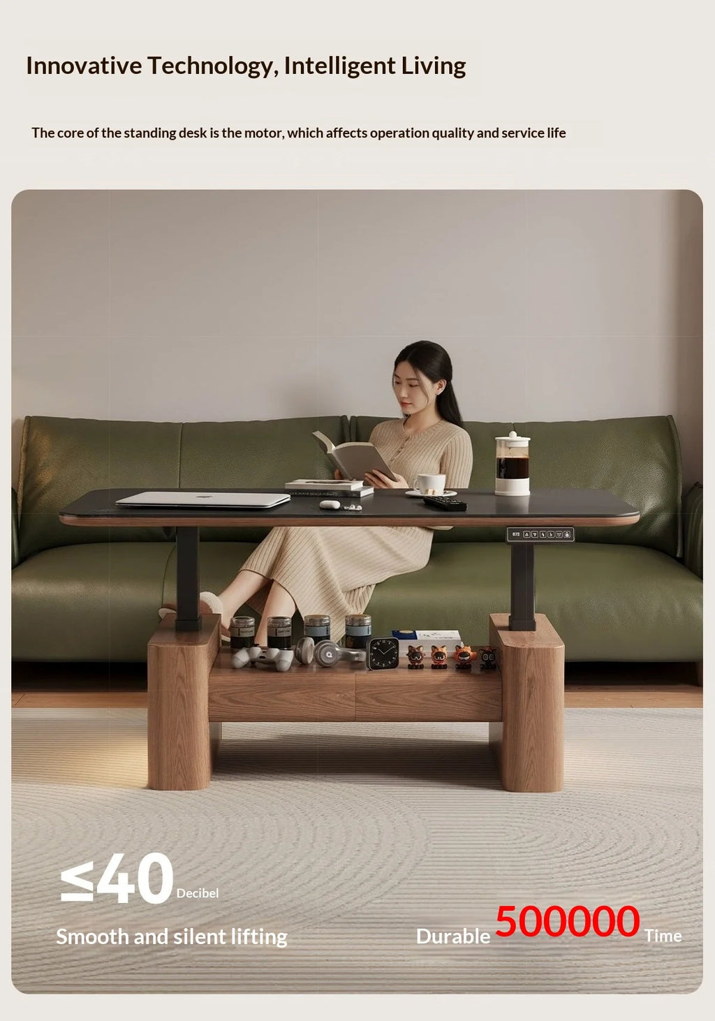Any Size Custom Nordic Style Electric Lift Coffee Table Sturdy Durable Living Room Home Luxury Multi Functional Tea Table Furnit