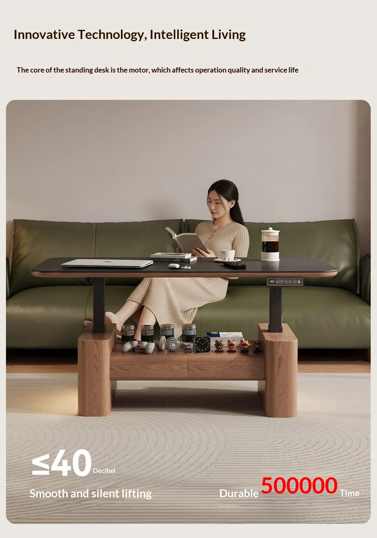 Any Size Custom Nordic Style Electric Lift Coffee Table Sturdy Durable Living Room Home Luxury Multi Functional Tea Table Furnit