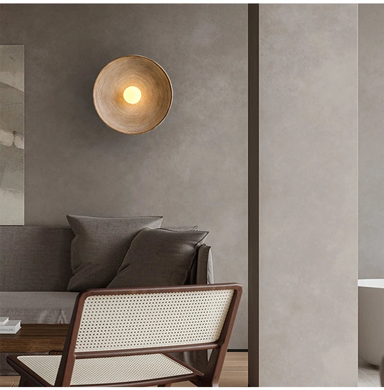 Nordic Creative Retro Round Wall Lamp Wabi-sabi Resin Sconces for Living Room Bedroom Bedside Hotel Corridor  Decor lightig