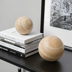 Wabi-Sabi Travertine Marble Sphere, Hand-Polished Natural Stone Ball Decor for Living Room, Entryway, office, Hotel Organic