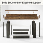 Tribesigns 63" Console Table, Farmhouse 2-Tier Entryway Table with U-Shaped Base, Narrow Long Wood Sofa Table Behind Couch Table