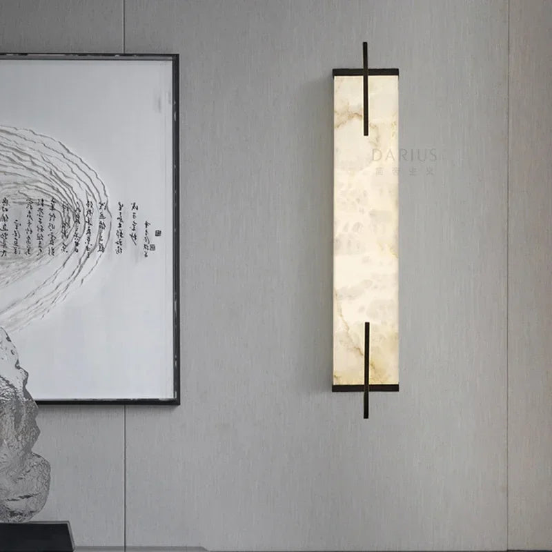Nordic minimalist imitation marble living room TV background wall light hotel bedroom headboard resin light