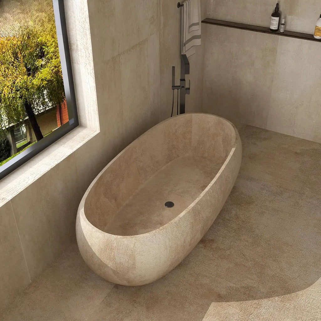 Any Size Custom Retro Oval Bathtub Compact Freestanding Soaking Tub Home Bathroom All Spaces Heat Retention Easy Clean Body Cont