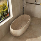 Any Size Custom Retro Oval Bathtub Compact Freestanding Soaking Tub Home Bathroom All Spaces Heat Retention Easy Clean Body Cont