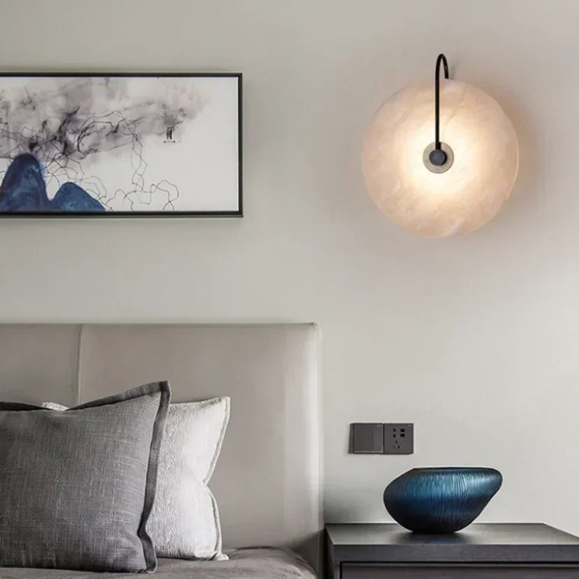 Nordic Postmodern Minimalist Marble Living Room Wall Lamp Creative Circular Bedroom Headboard Corridor Wall Lamp