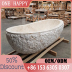 Nordic Luxury Marble Bathtub, Round One-Piece Freestanding Tub for Villa, Heat Retention & Easy Clean, Body Contour, Customizabl