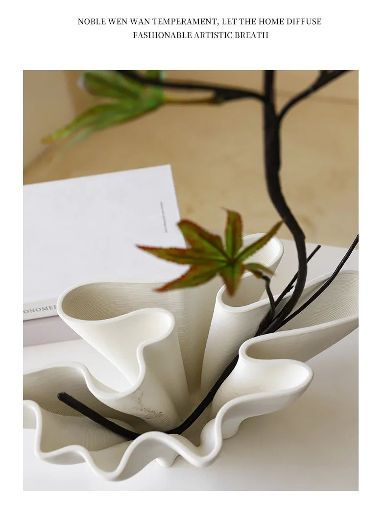 Floral Shaped Ceramic Vase Hydroponics Flower Pots Desk Decoration Flower Arrangement Modern Crafts Vases Room Aesthetic Decor