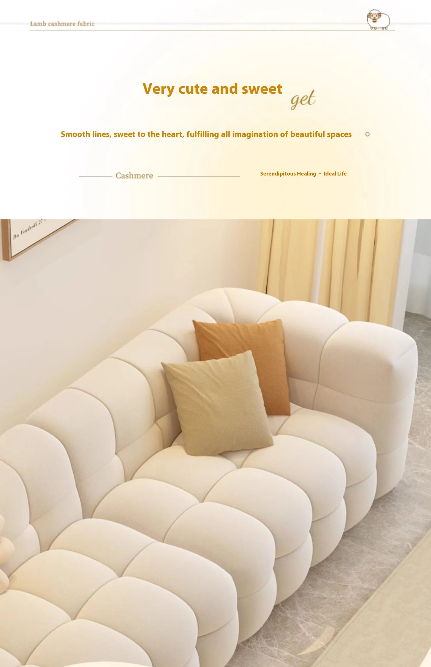 Straight row Split design soft bread module sofa berber fleece comfortable living room sofa apartment home furniture accessories