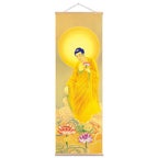 Connect the Buddha, the Three Saints of The west, Amitabha, Avalokitesvara, Bodhisattva, Canvas Prints, Scroll Hanging Painting
