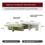 Designer Natural Marble Coffee Table Set, Italian Minimalist High-Low Nesting Tables for Small Space, Heat & Scratch Resistant