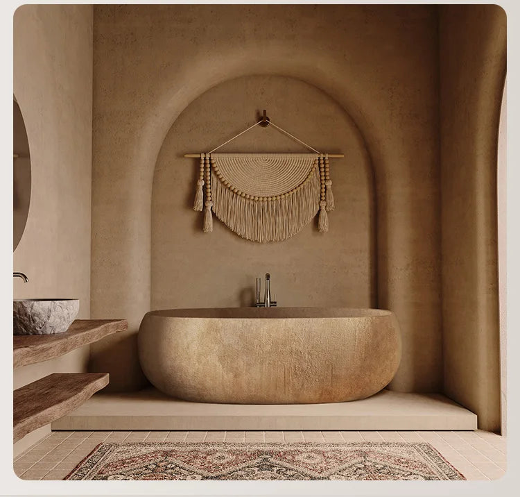 Any Size Custom Retro Oval Bathtub Compact Freestanding Soaking Tub Home Bathroom All Spaces Heat Retention Easy Clean Body Cont