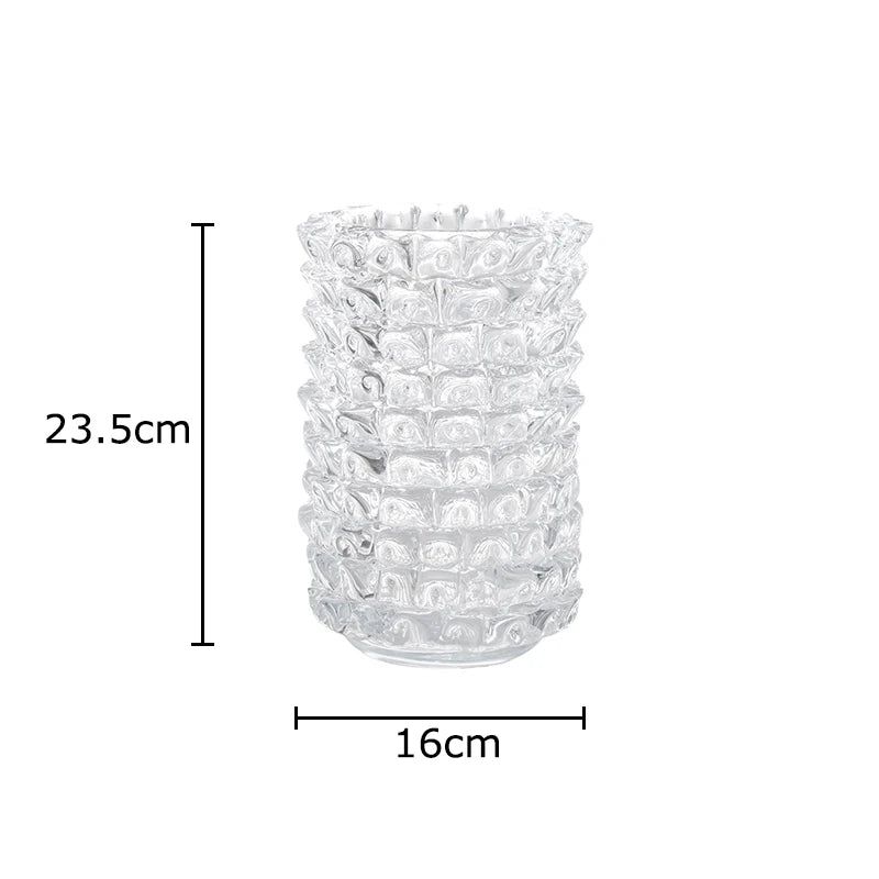 Creative Transparent Wrinkle Glass Vase Desk Decoration Flower Arrangement Hydroponics Flower Pots Floral Vases Modern Decor