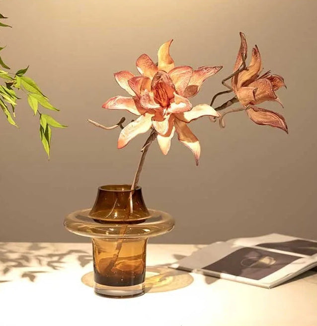 Amber Tower Glass Vase