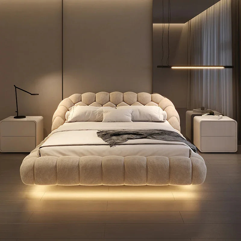 Lambswool Floating Bed Aesthetics Princess Wedding High End Quality Bed Modern Apartment Confortable Muebles Bedroom Furniture