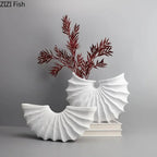 European Scalloped Conch Floral Vase Resin Flower Pots Flower Arrangement Decorative Modern Decor Desk Decoration Crafts Vases