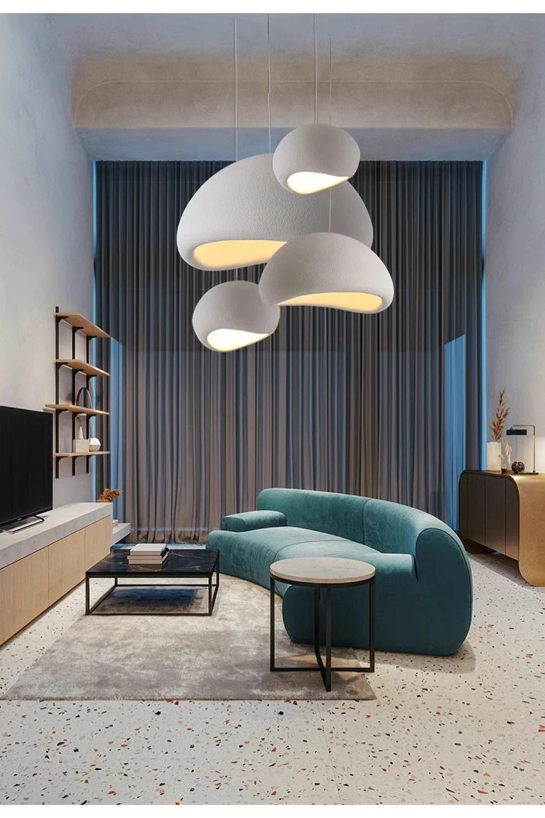 Nordic Wabi Sabi Ceiling Chandelier Modern E27 LED Dining Table Pendant Lights for Living Room Bedroom Loft Decor Hanging Lamp