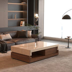 Any Size Custom Walnut Travertine Coffee Table Luxury Artisan Minimalist Heat Scratch Resistant Mansion Living Room Furniture