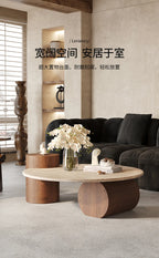 Stone Italian Side Table Nordic Natural Travertine Unique Wood Coffee Table Round Stone Designer Stolik Kawowy Home Furniture