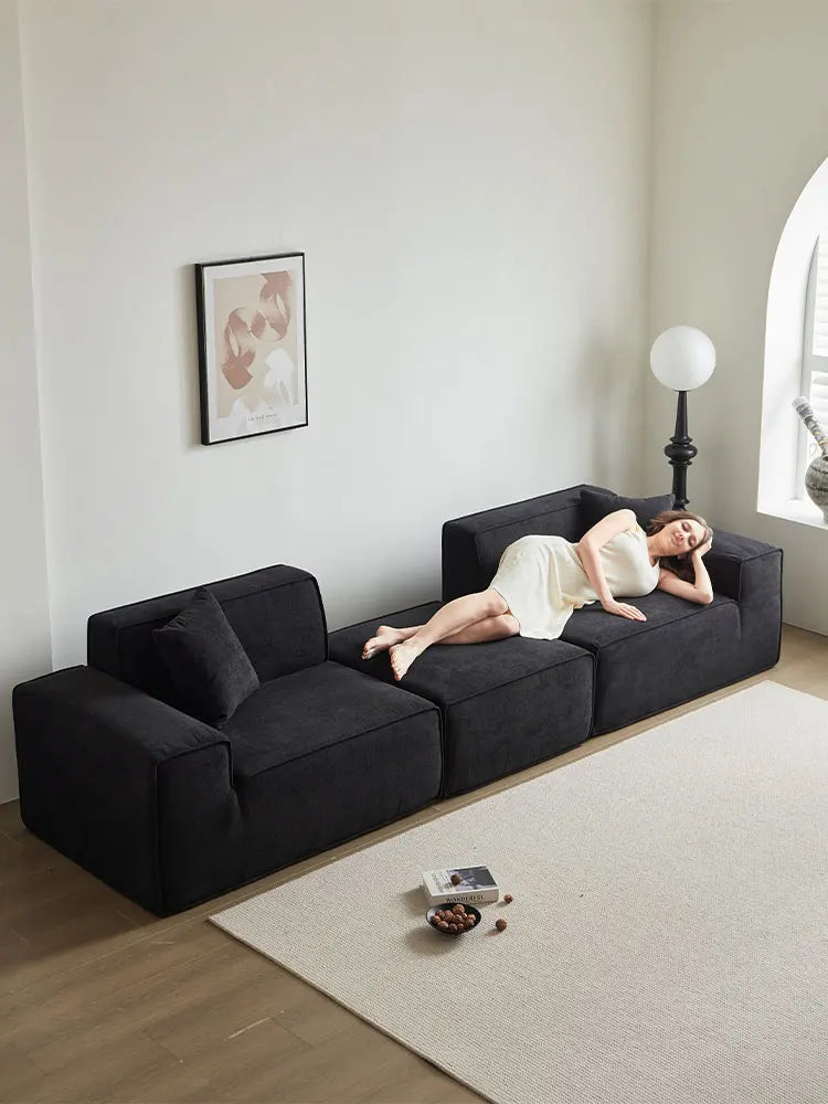 Frameless Tofu Block Sofa, Wabi-Sabi Chenille Fabric with 5-Zone Support, Heavy-Duty & High-Density Foam, Minimalist Design