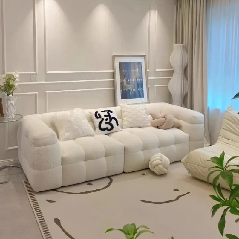 Straight row Split design soft bread module sofa berber fleece comfortable living room sofa apartment home furniture accessories