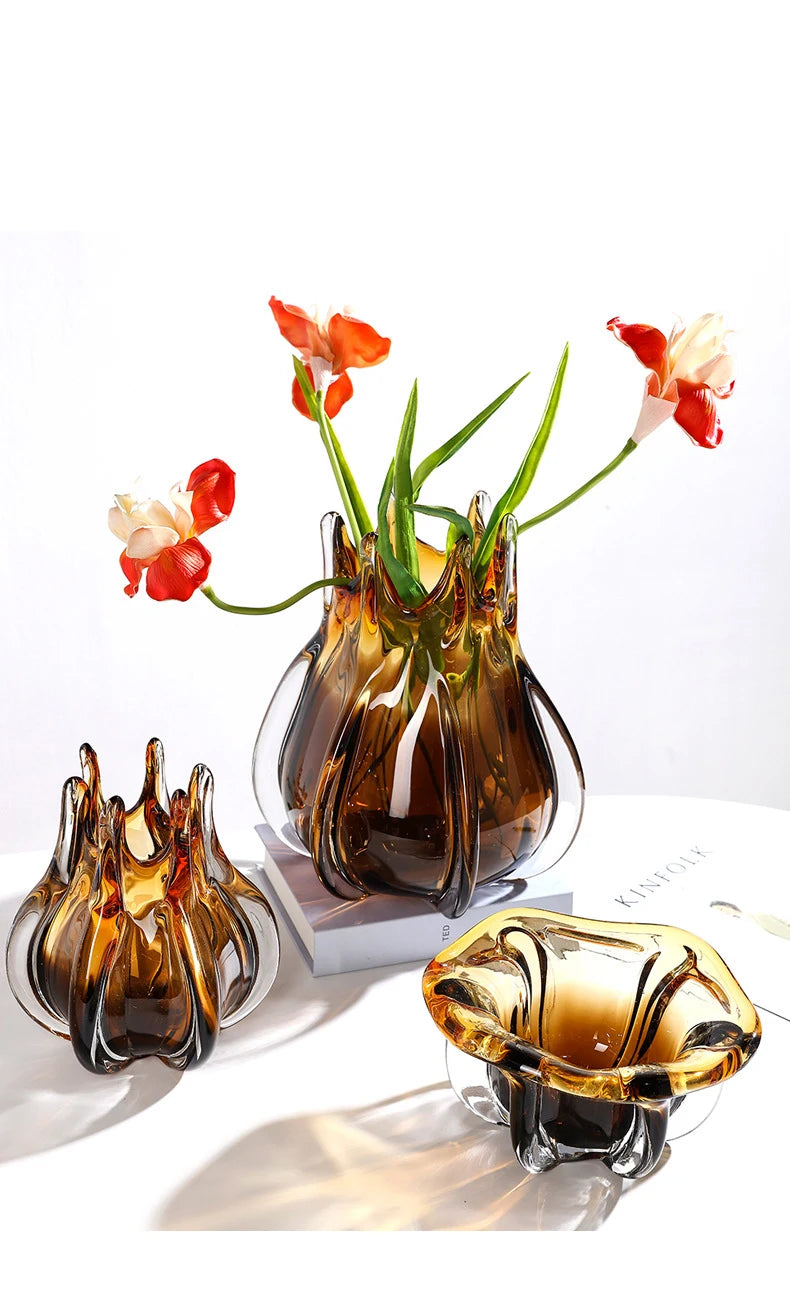 Creative Flower Bud Glass Vase Hydroponics Plant Pot Table Decoration Flowers Arrangement Floral Vases Room Aesthetic Decor