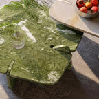 Designer Natural Marble Coffee Table Set, Italian Minimalist High-Low Nesting Tables for Small Space, Heat & Scratch Resistant