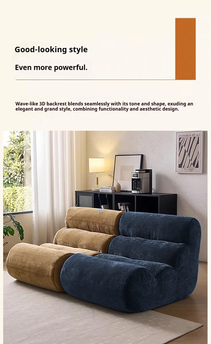 Vacuum Compressed Caterpillar Chair, Mid-Century Hugging 3D Seat with 5-Zone Support, High-Elasticity Sherpa Foam, Small Space