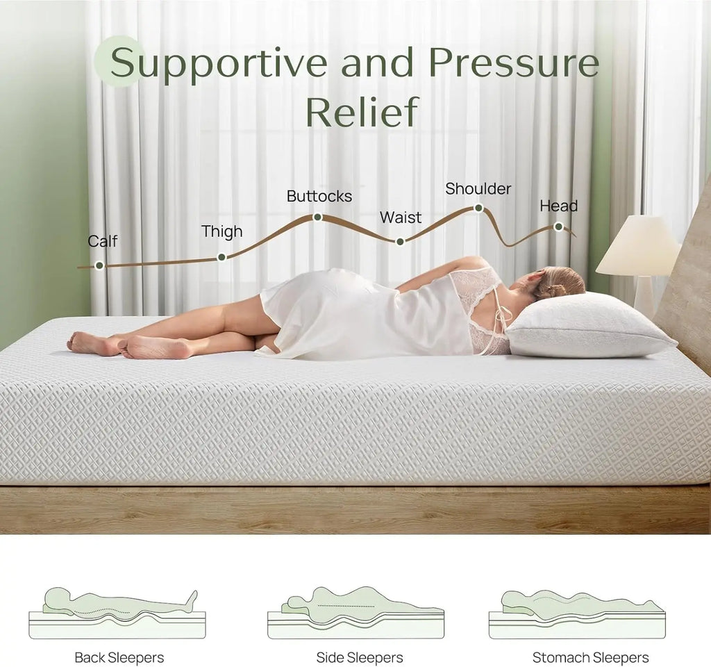 Mattress, 6 Inch Gel Memory Foam Mattress in a Box, Fiberglass Free, Breathable for Cooler Sleep, Customized