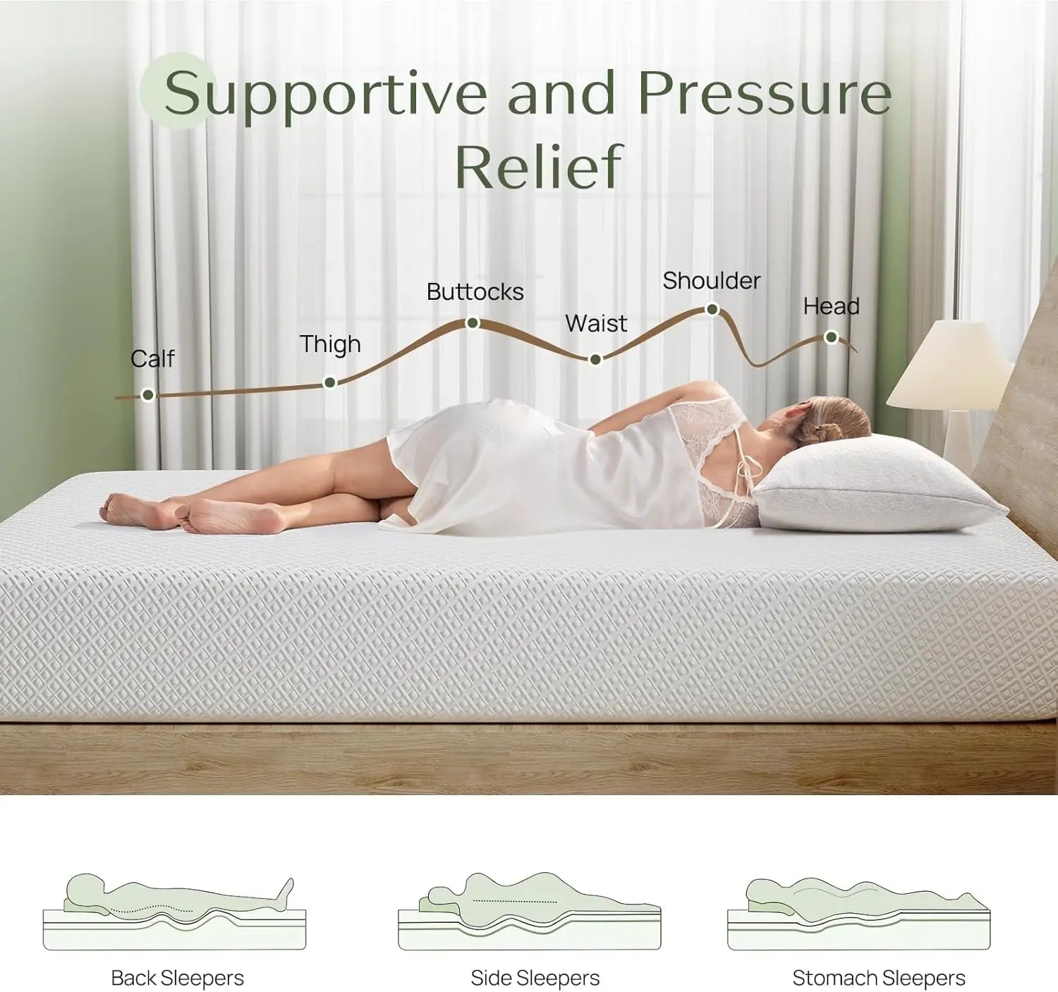 Mattress, 6 Inch Gel Memory Foam Mattress in a Box, Fiberglass Free, Breathable for Cooler Sleep, Customized
