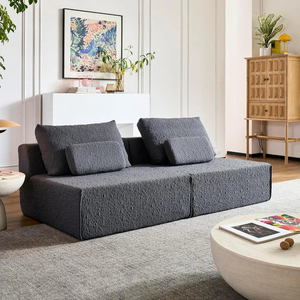 79‘’ Boneless Cloud Couch,Spacious Deep Seat Modular Sectional Sofa -Chenille Upholstered Couches for Living Room, Customized