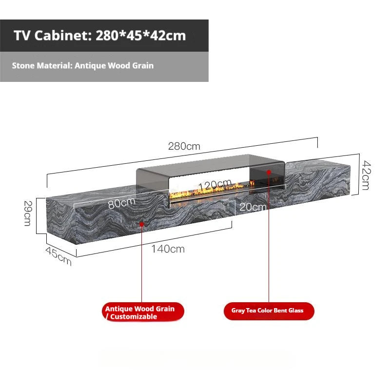Any Size Custom Italian Luxury Stone TV Console Modern Entertainment Wall Fireplace Waterproof Scratch Proof EO Certified Living