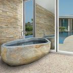 Nordic Luxury Marble Bathtub, Round One-Piece Freestanding Tub for Villa, Heat Retention & Easy Clean, Body Contour, Customizabl
