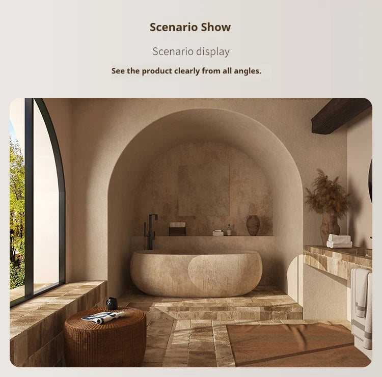 Any Size Custom Retro Oval Bathtub Compact Freestanding Soaking Tub Home Bathroom All Spaces Heat Retention Easy Clean Body Cont