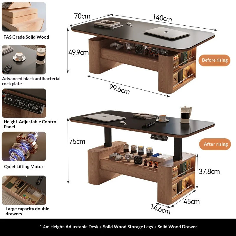 Any Size Custom Nordic Style Electric Lift Coffee Table Sturdy Durable Living Room Home Luxury Multi Functional Tea Table Furnit