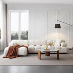 Cream Modular Sofa Set, Cat-Proof Teddy Fabric 3-Seater with Latex-Foam Fill, Imported Pine Frame, Nordic Retro Style